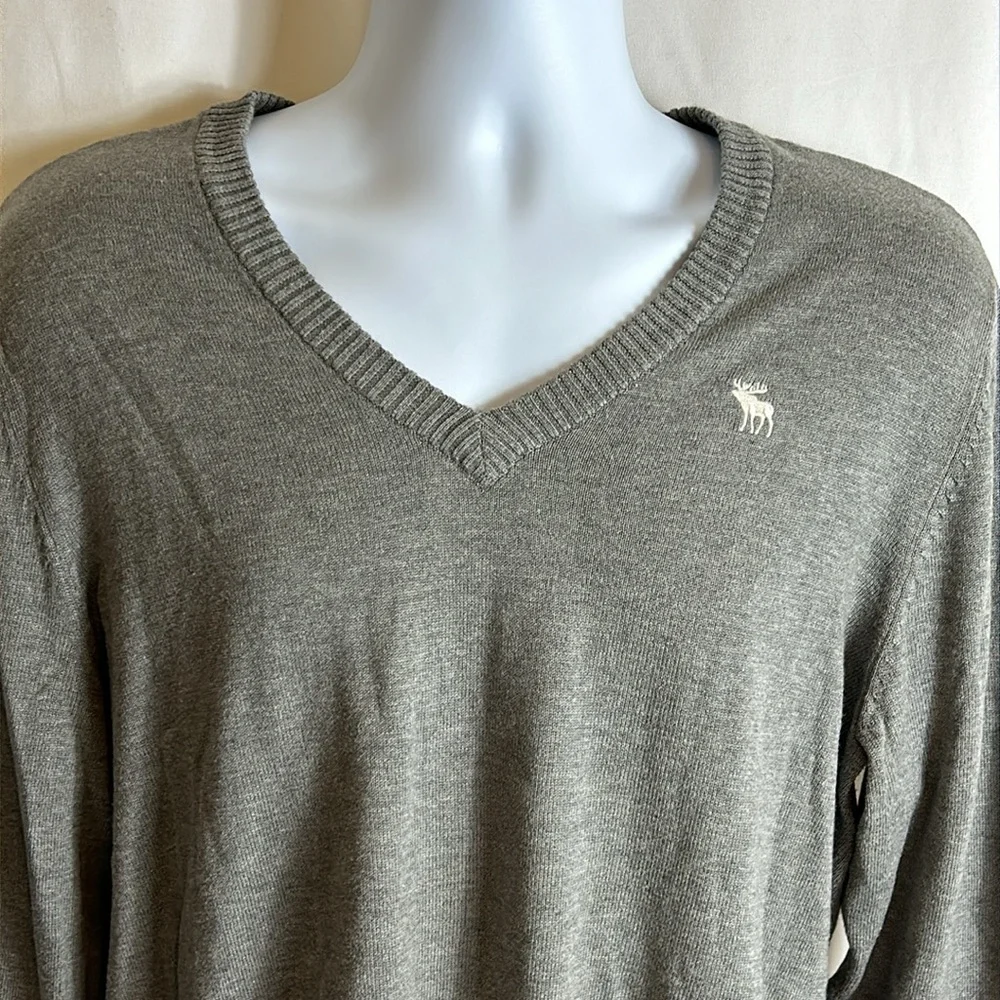 Abercrombie and Fitch Men’s Size Large Gray Long Sleeve V Neck Pullover Sweater